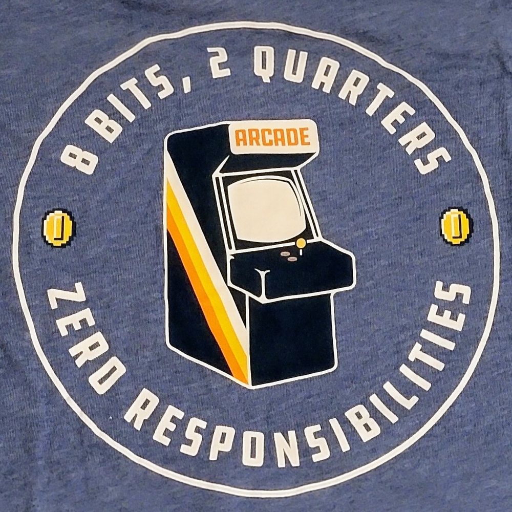 Mens Old Navy Retro Arcade Blue Graphic Tee Sz XXL Like New